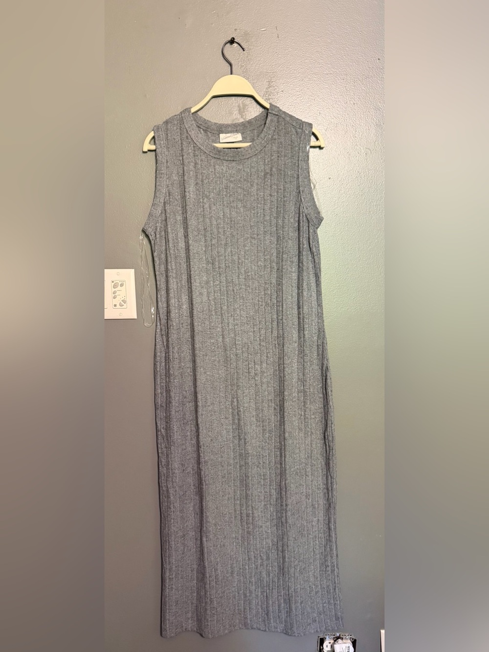 Universal Thread Ribbed Knit Maxi Tank Dress Heathered Gray Size Large NWT